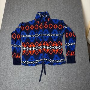 LRL Ralph Lauren Active Aztec Southwestern Full Zip Thermal Waffle Knit Cotton S